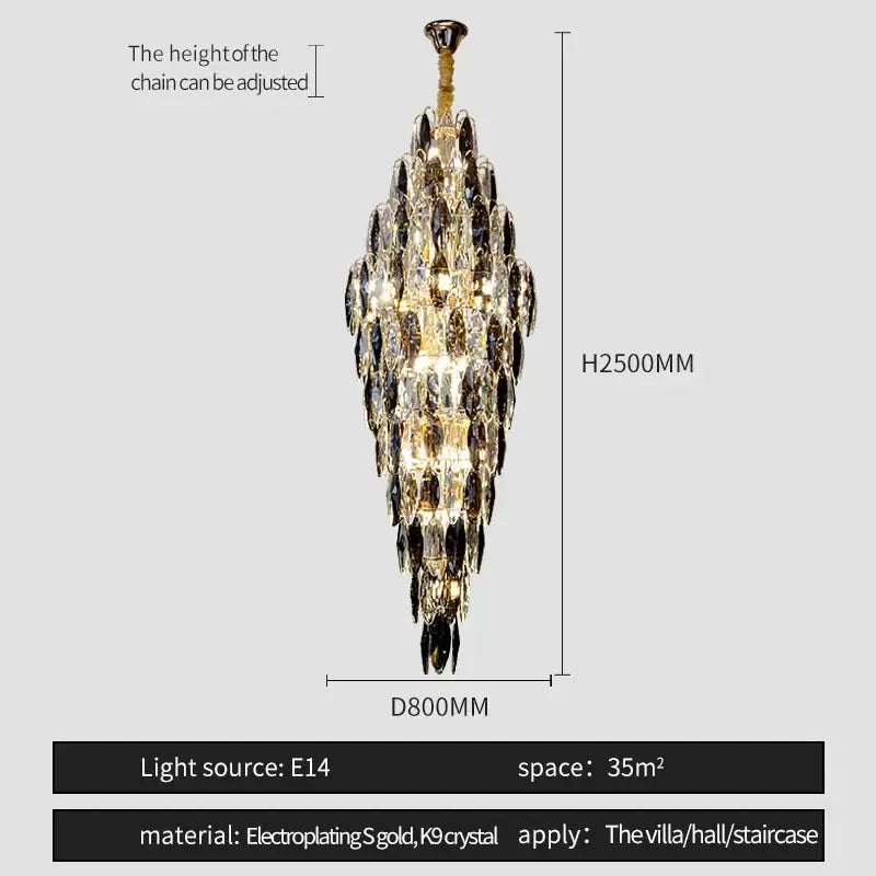 Brass Crystal Chandelier Light
