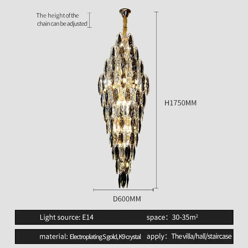 Brass Crystal Chandelier Light