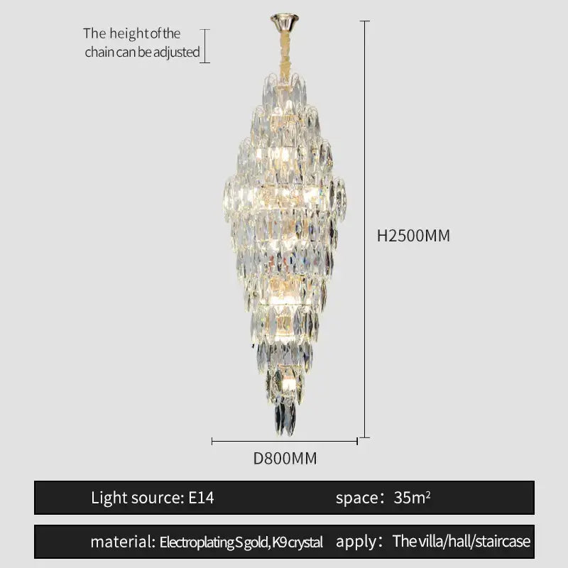 Brass Crystal Chandelier Light
