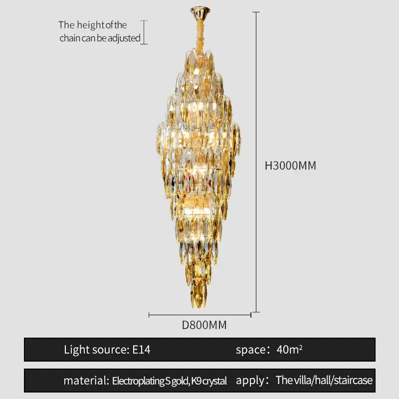 Brass Crystal Chandelier Light