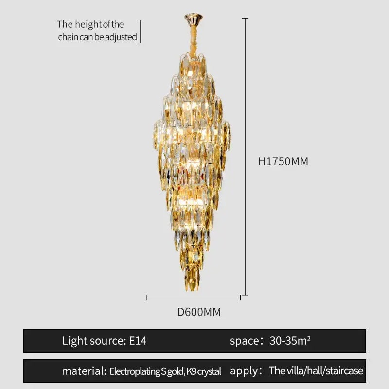 Brass Crystal Chandelier Light