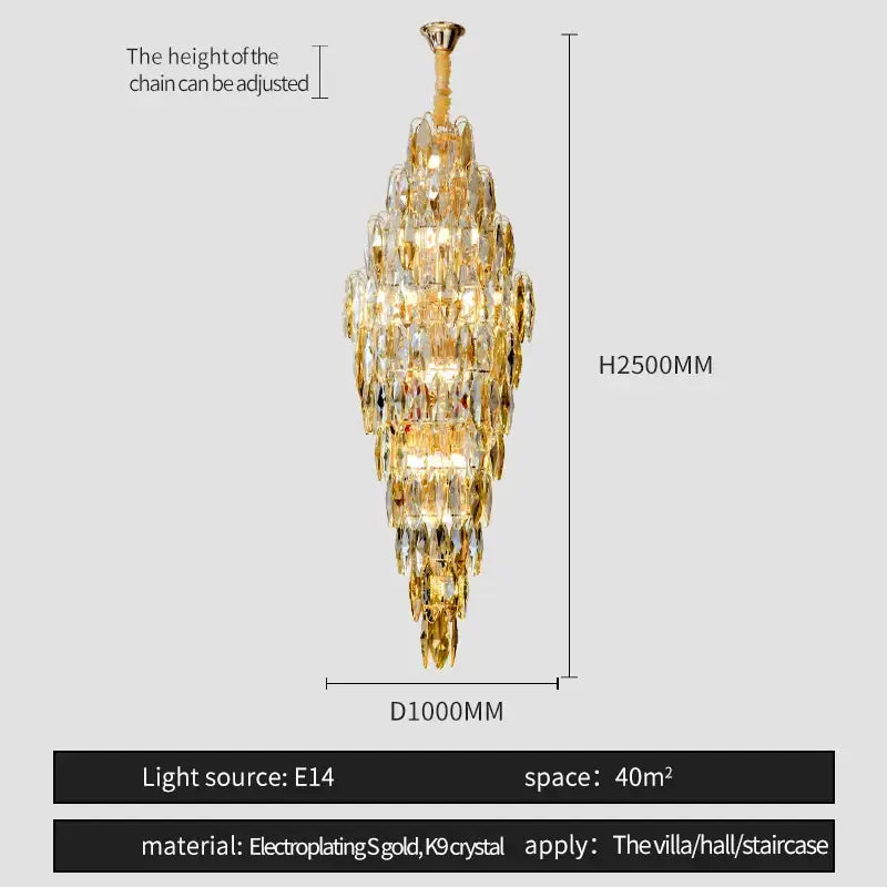 Brass Crystal Chandelier Light