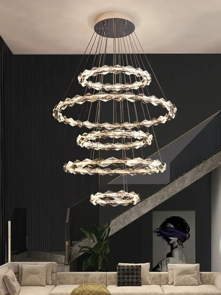Gold Ring Crystal 110cm Chandelier