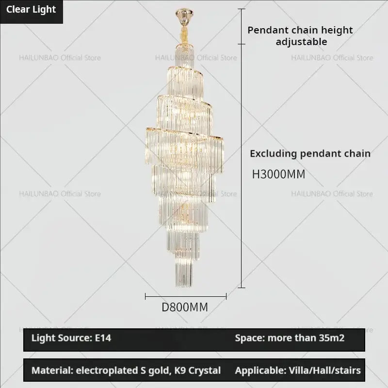 Gold Crystal Spacious-Room Amber Chandelier