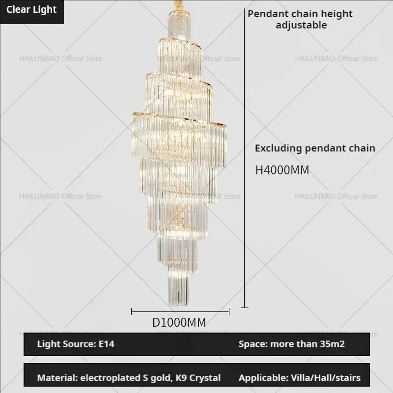 Gold Crystal Spacious-Room Amber Chandelier