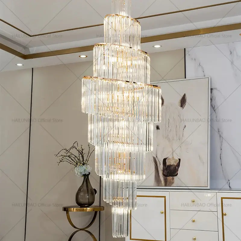 Gold Crystal Spacious-Room Amber Chandelier