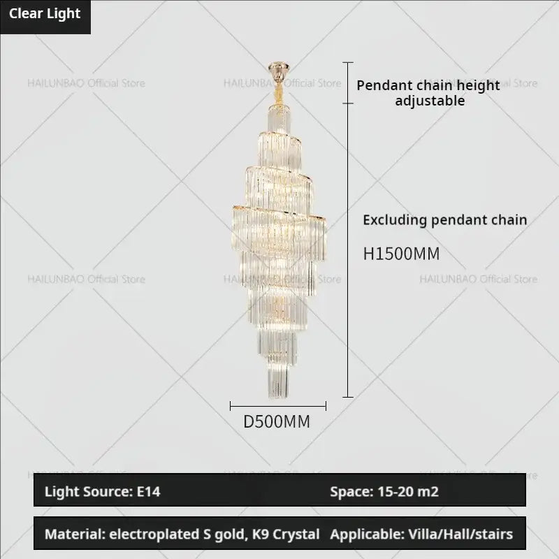 Gold Crystal Spacious-Room Amber Chandelier