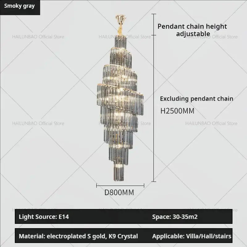 Gold Crystal Spacious-Room Amber Chandelier