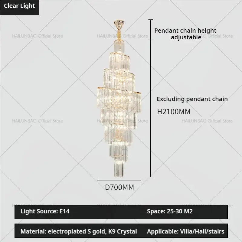 Gold Crystal Spacious-Room Amber Chandelier