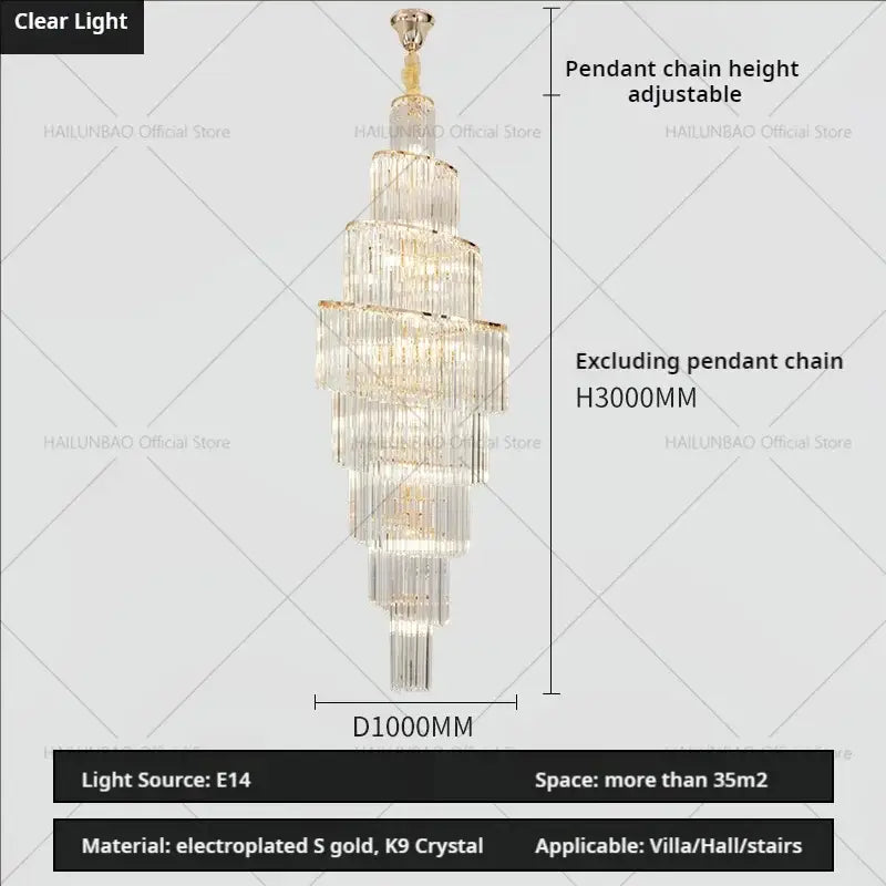 Gold Crystal Spacious-Room Amber Chandelier