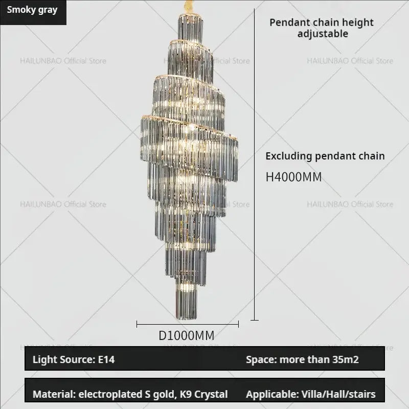 Gold Crystal Spacious-Room Amber Chandelier