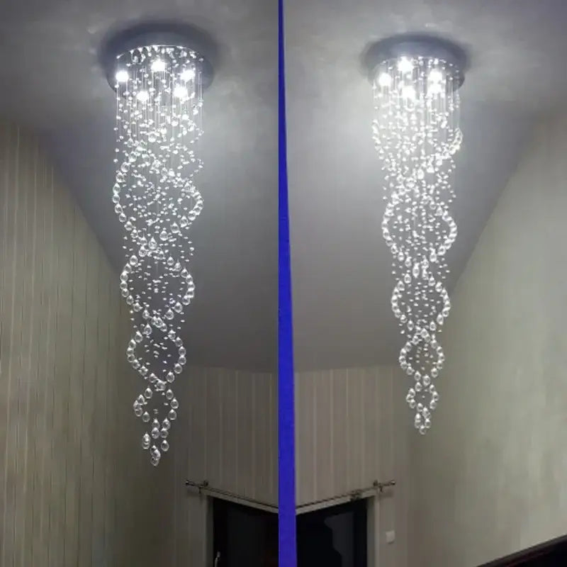 Chrome Crystal Bedroom Staircase Chandelier