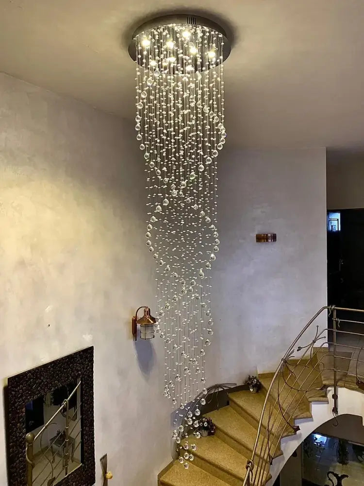 Chrome Crystal Bedroom Staircase Chandelier