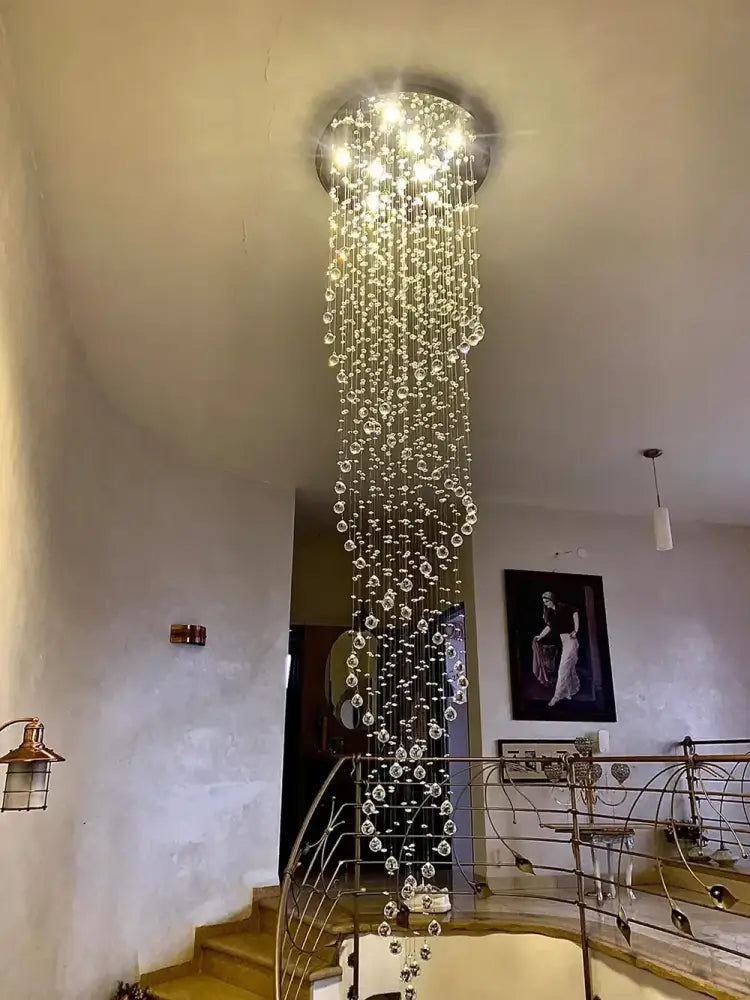 Chrome Crystal Bedroom Staircase Chandelier