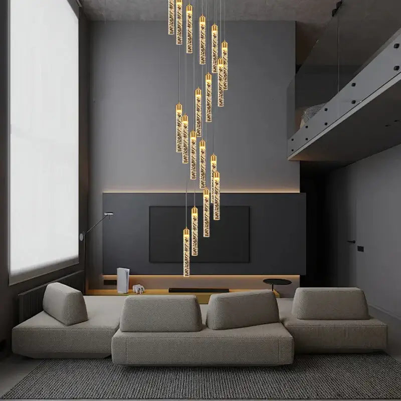 Gold Crystal Dimmable Foyer Chandelier Light
