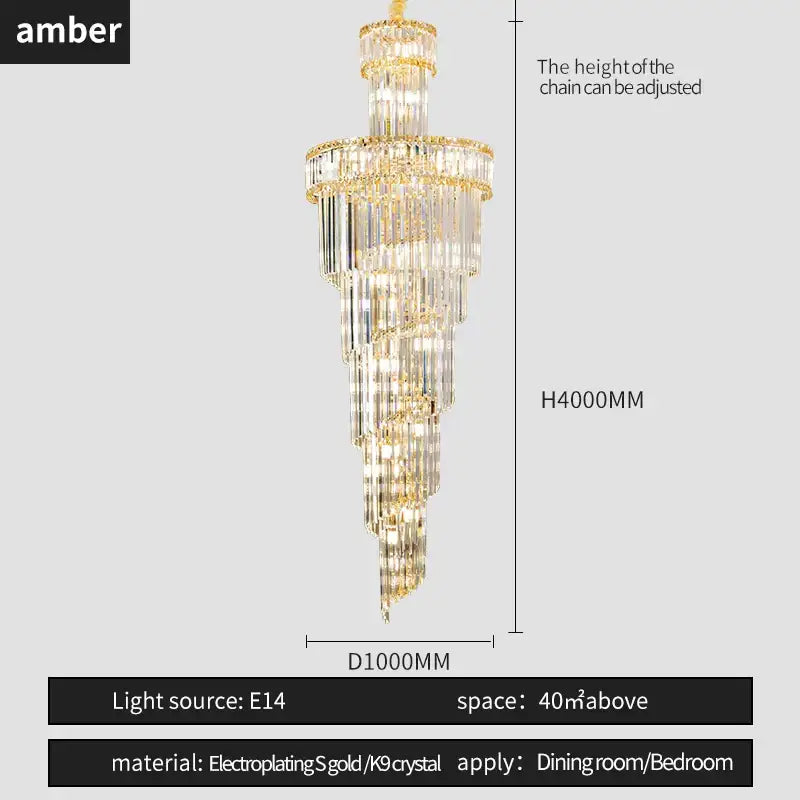 Gold Crystal Chandelier Light Amber Smoky Gray