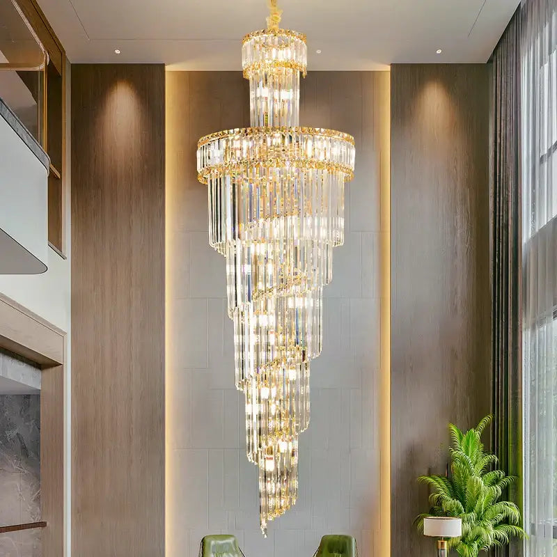 Gold Crystal Chandelier Light Amber Smoky Gray