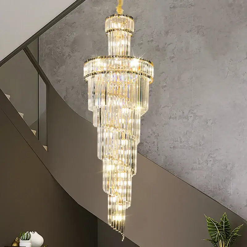 Gold Crystal Chandelier Light Amber Smoky Gray