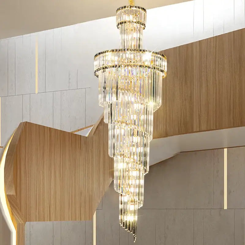 Gold Crystal Chandelier Light Amber Smoky Gray