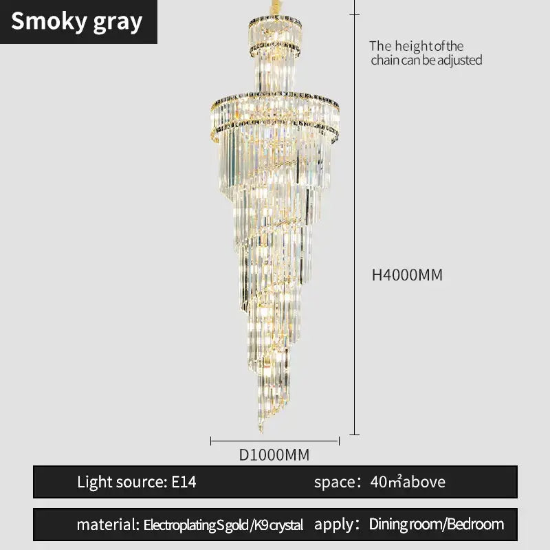 Gold Crystal Chandelier Light Amber Smoky Gray