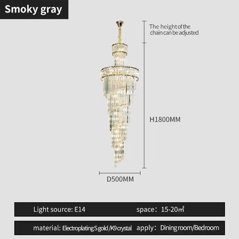 Gold Crystal Chandelier Light Amber Smoky Gray