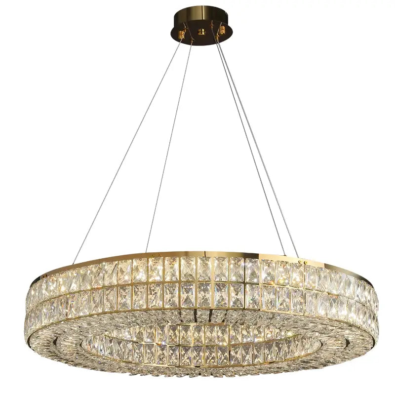 Gold Crystal Oval Chandelier Ellipse Strip Design