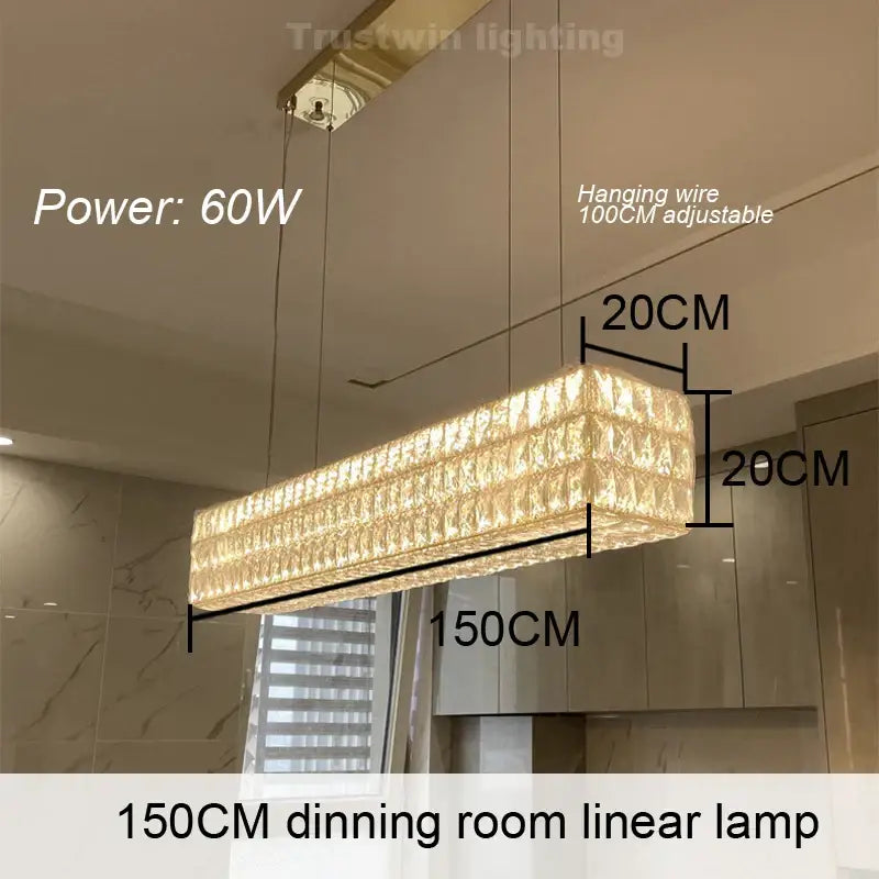 Gold Crystal Oval Chandelier Ellipse Strip Design