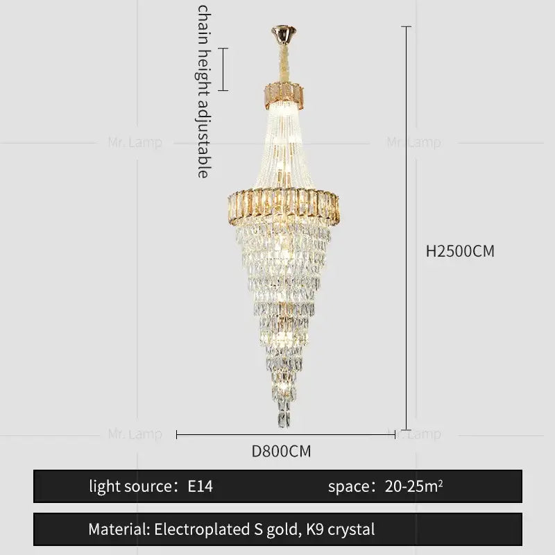 Gold Spiral Living Chandelier Amber Smoke