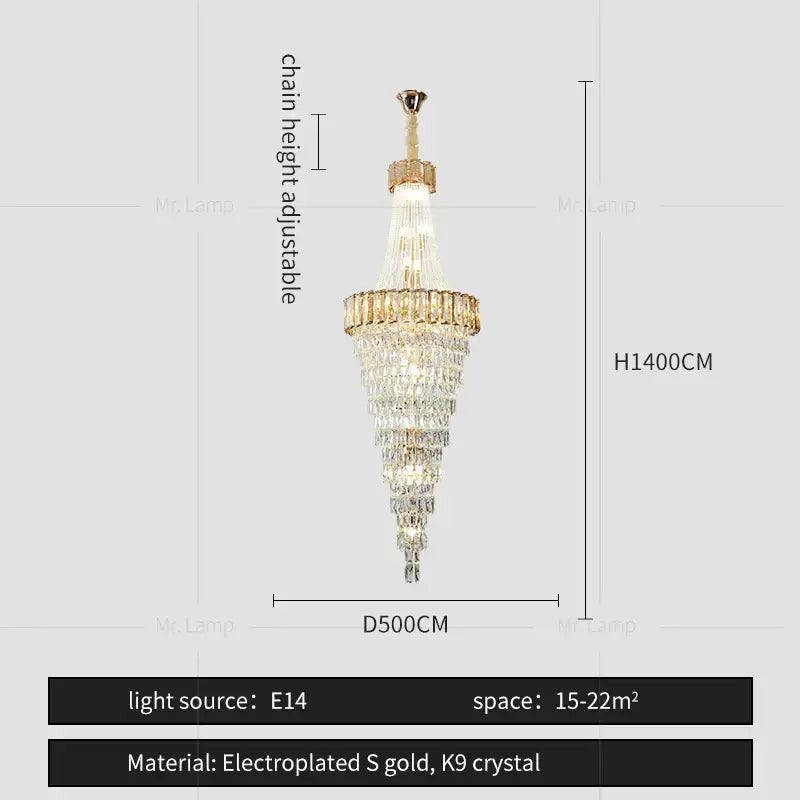 Gold Spiral Living Chandelier Amber Smoke