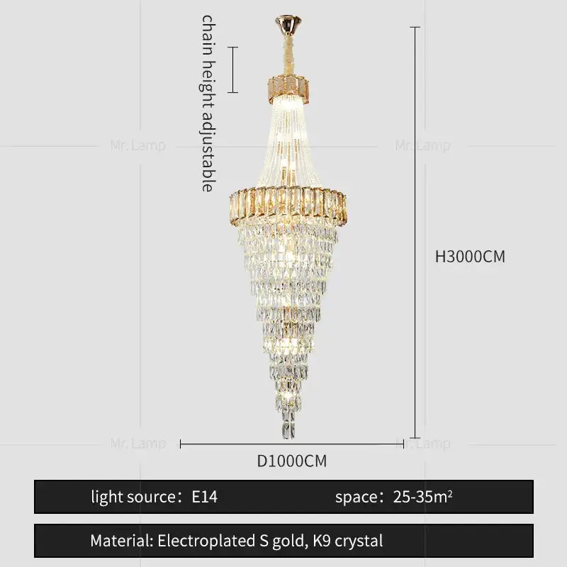 Gold Spiral Living Chandelier Amber Smoke
