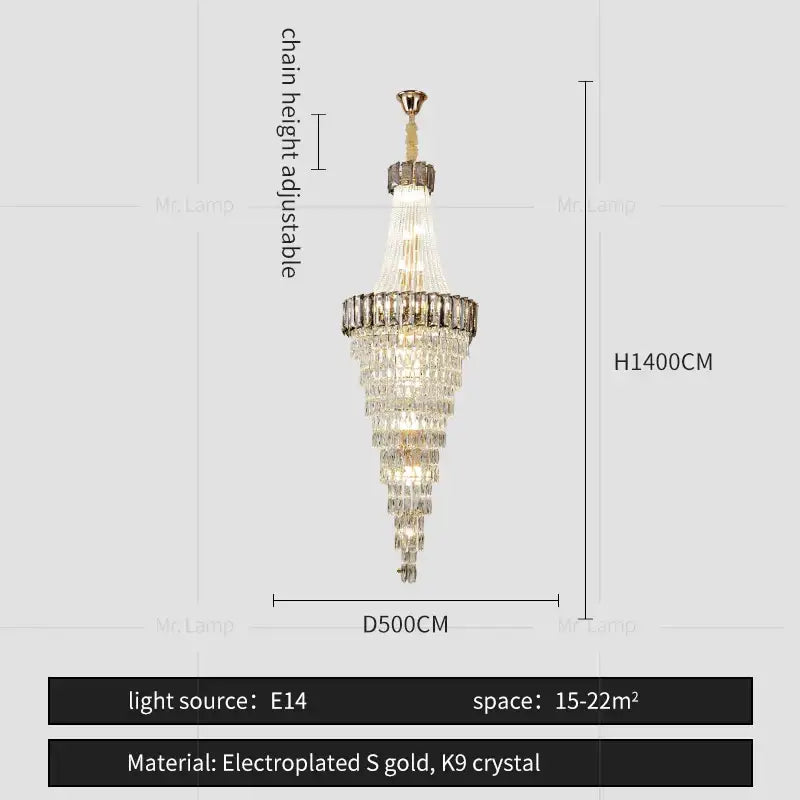 Gold Spiral Living Chandelier Amber Smoke