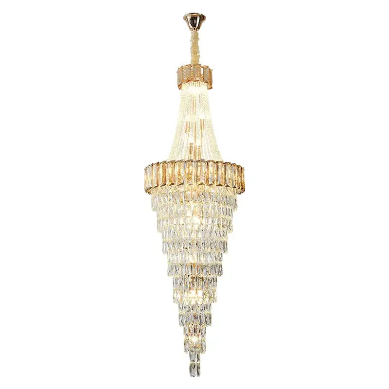 Gold Spiral Living Chandelier Amber Smoke