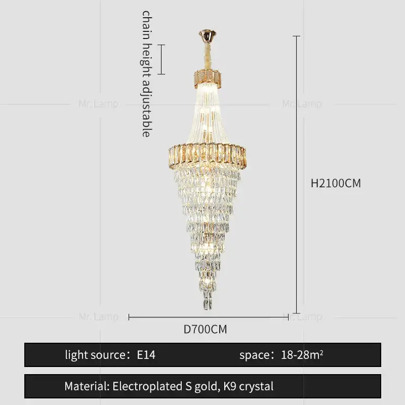 Gold Spiral Living Chandelier Amber Smoke