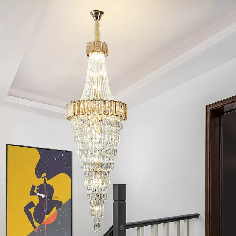 Gold Spiral Living Chandelier Amber Smoke