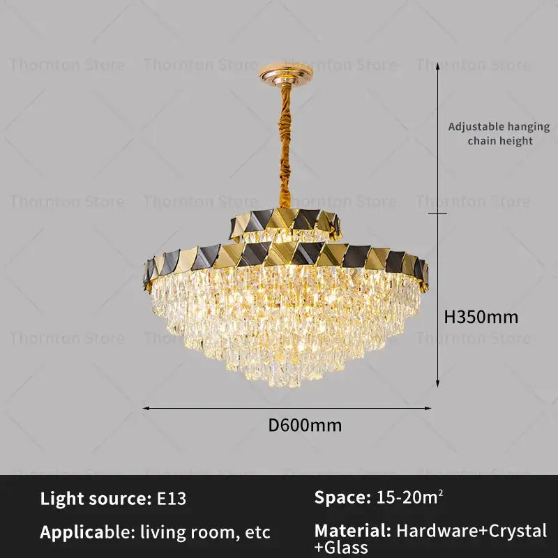 Gold Crystal Living Chandelier 120cm LED