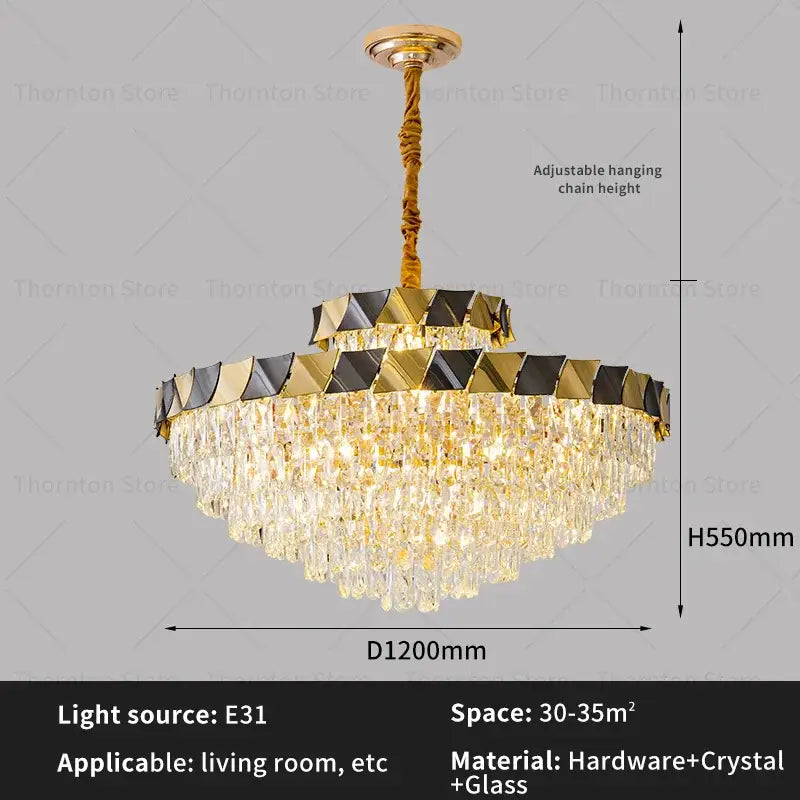 Gold Crystal Living Chandelier 120cm LED