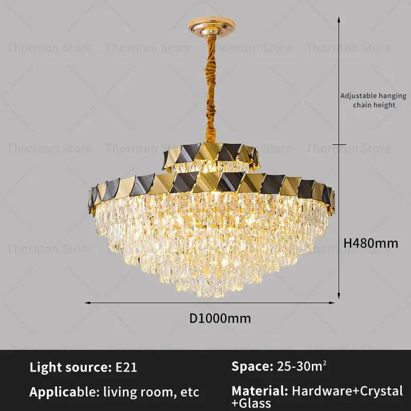 Gold Crystal Living Chandelier 120cm LED
