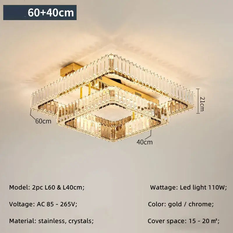 Gold Rectangular Crystal Light