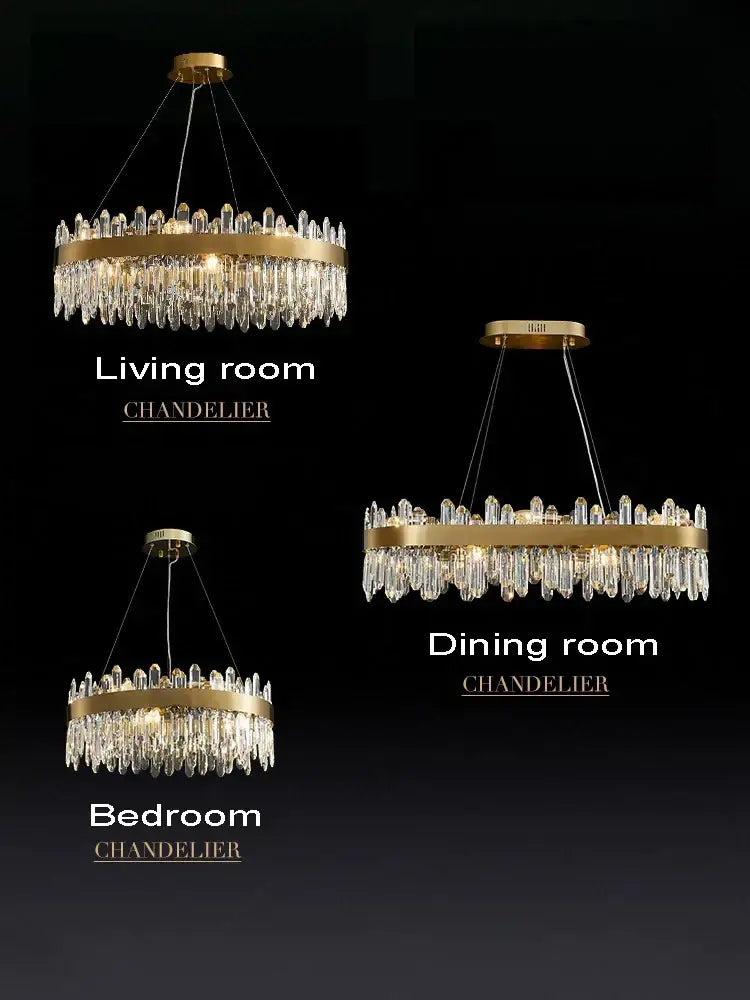Gold Oval Crystal Chandelier With Dimmable Light