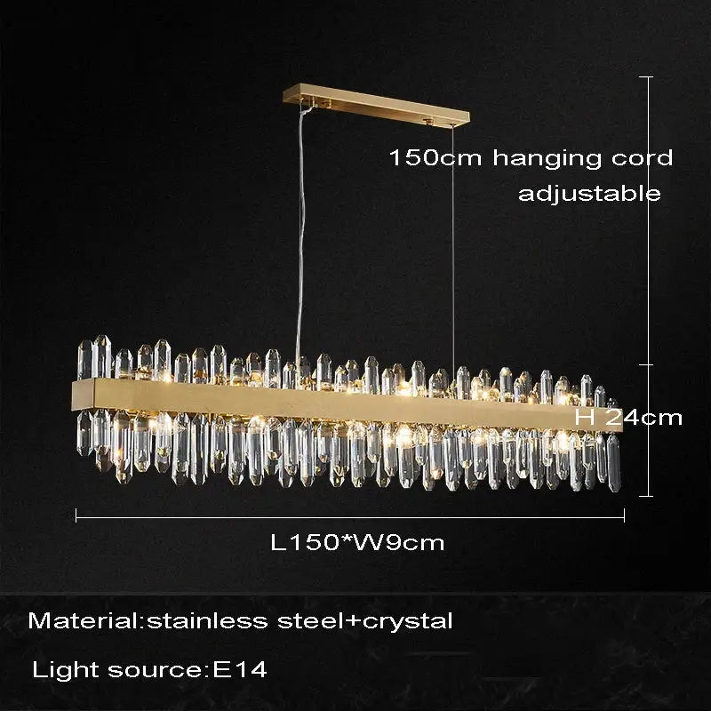 Gold Oval Crystal Chandelier With Dimmable Light