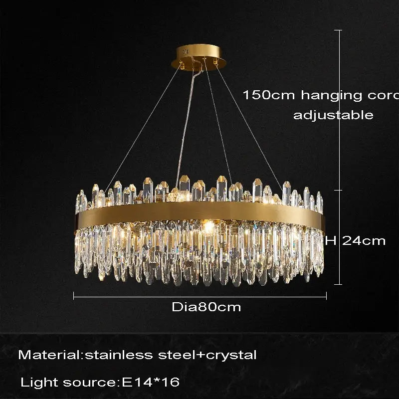 Gold Oval Crystal Chandelier With Dimmable Light