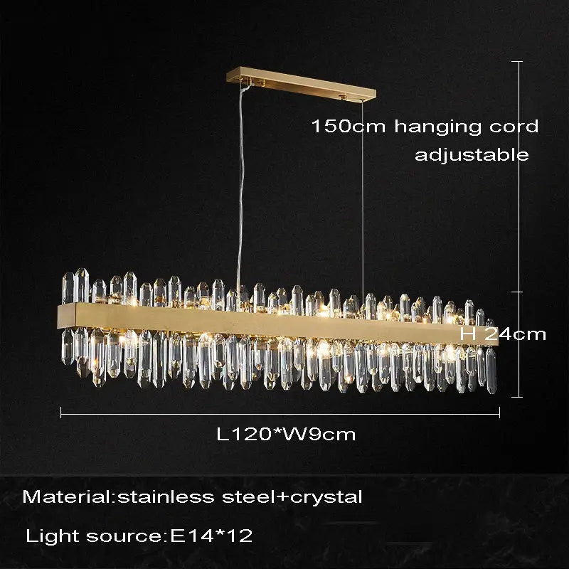 Gold Oval Crystal Chandelier With Dimmable Light