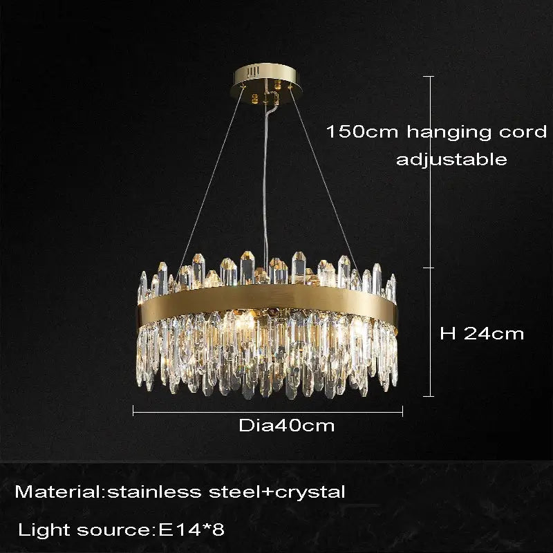 Gold Oval Crystal Chandelier With Dimmable Light