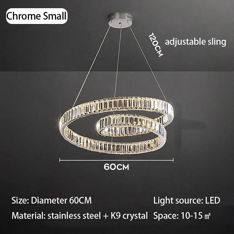 Gold Crystal Ring Chandelier Remote Dimming