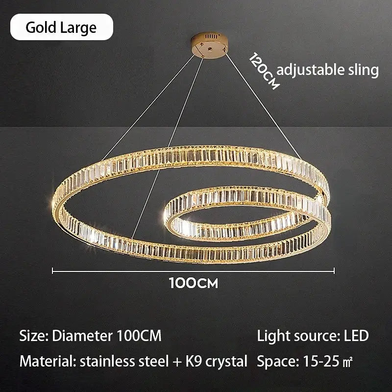 Gold Crystal Ring Chandelier Remote Dimming