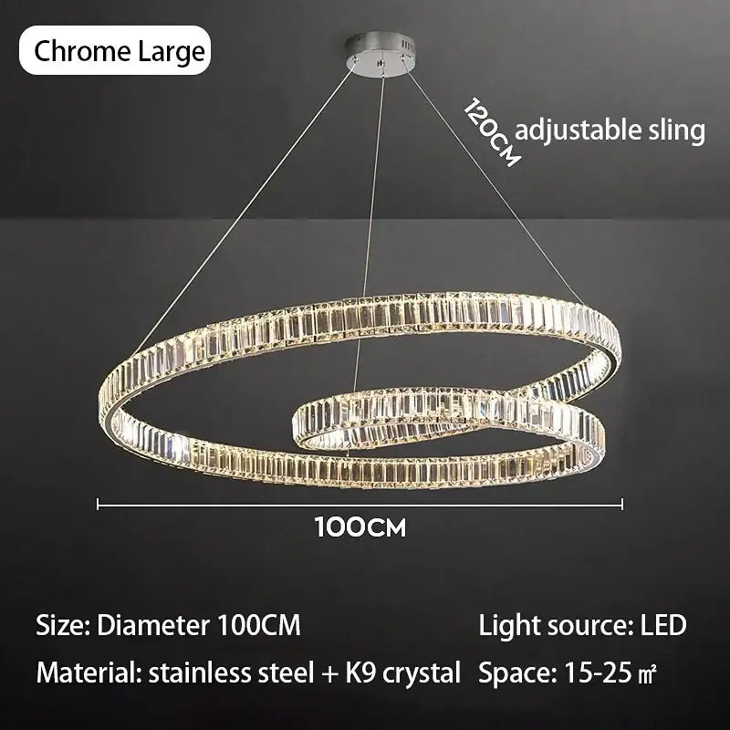 Gold Crystal Ring Chandelier Remote Dimming