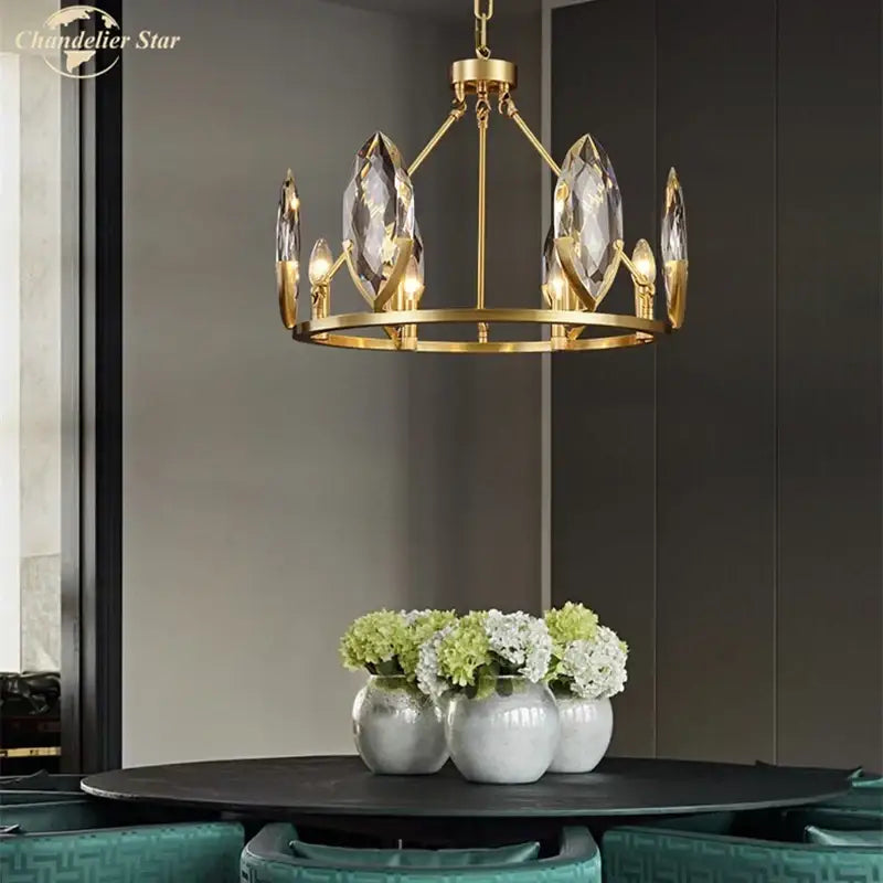 Gold Circular Crystal Ceiling Light