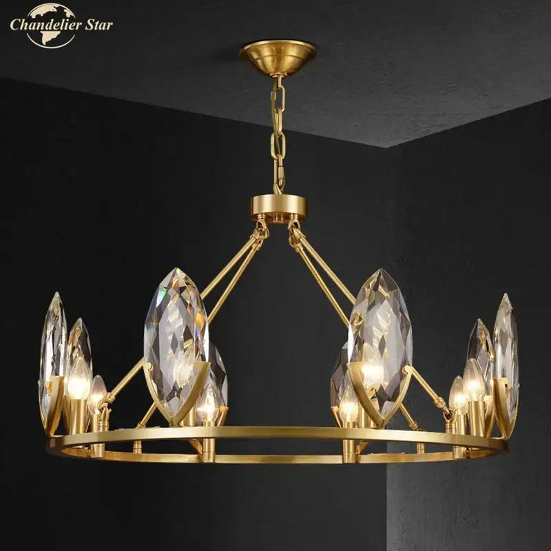 Gold Circular Crystal Ceiling Light