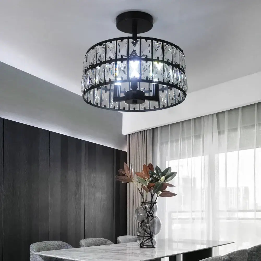Gold Crystal LED Pendant Small Black Gold