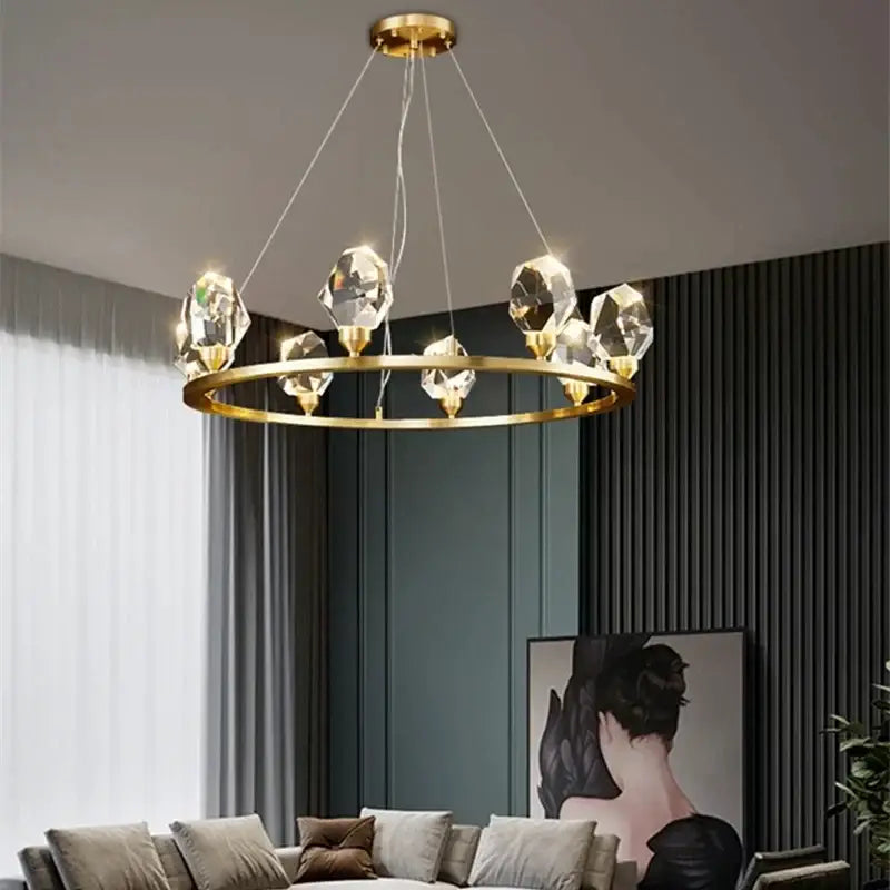 Gold Crystal LED Pendant Nordic Design